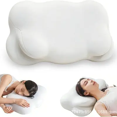 Cloud-shaped memory foam pillow with neck support