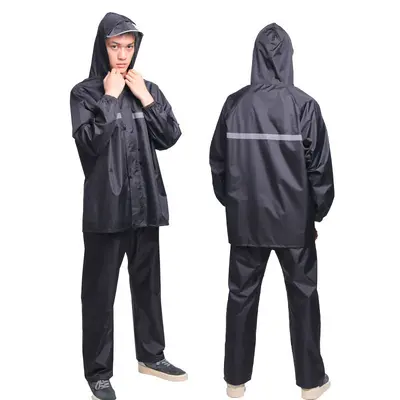 Cross-border Custom Raincoat and Rain Pants Set Wholesale Reflective Safety One-Piece and Two-Piece Adult Style with Print Hiking Outdoor