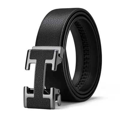 Men's genuine cowhide belt with automatic buckle