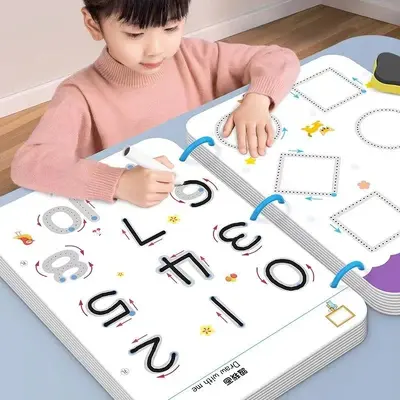 Pen Control Workbook for Ages 3-5, Erasable Handwriting Practice Cards - 4