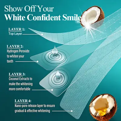 Coconut Oil Teeth Whitening Strips for Smoke and Tea Stains, 7 Pieces - 5