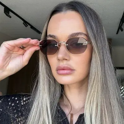 2026 New Cross-Border Fashion Minimalist Frameless Polygon Sunglasses Men's European and American Sunglasses Women's Fashionable Eyewear Trendy