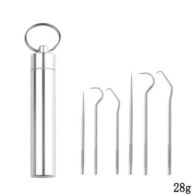 Stainless steel toothpick and interdental hook set, portable teeth cleaner - 8