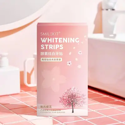 Kirschblüten-Enzym-Zahnweißstreifen, einzeln verpackt - 2