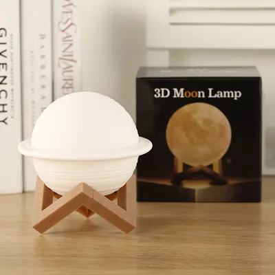 3D ay lambası el boyaması DIY yıldızlı gökyüzü lambası ay lambası LED yatak odası başucu atmosfer gece lambası stüdyo boyalı lamba - 11