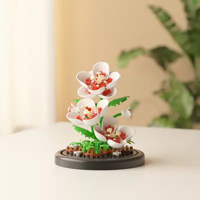 Artificial Everlasting Lily and Rose Building Block Ornament, Valentine's Gift - 9