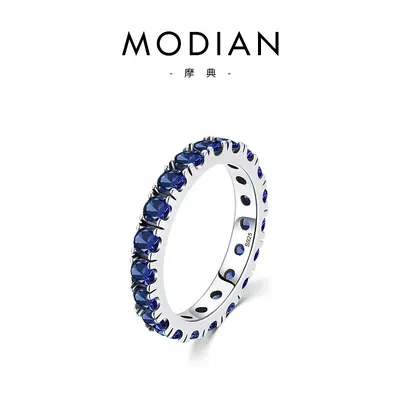 Modian S925 gümüş zirkon yüzük, tam elmas sıralı - 7