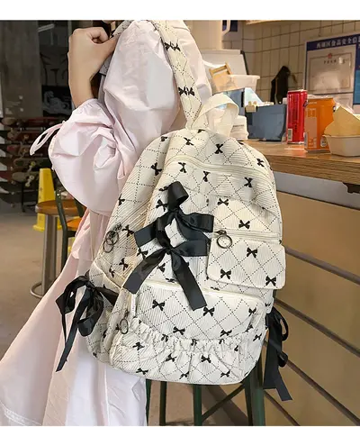 Bow Print School Backpack for Junior and Senior High School Students - 7