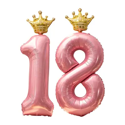 18 Yaş Doğum Günü Rakam Folyo Balon, El Tutulur, Parti Fotoğraf Aksesuarı