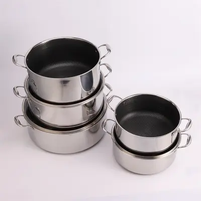 304 Stainless Steel Soup Pot Thick Base Induction Compatible - 3