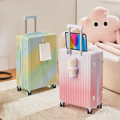 [Strictly Selected Factory] New Popular Gradient Suitcase, Super Beautiful Goddess Multifunctional Wheeled Suitcase 24 Inches