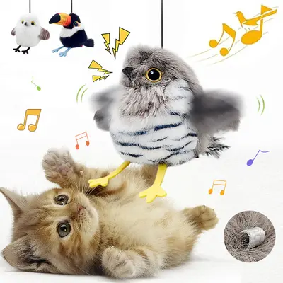 Gerçekçi titreyen ötücü kuş kedi oyuncağı, elektrikli kedi oltası