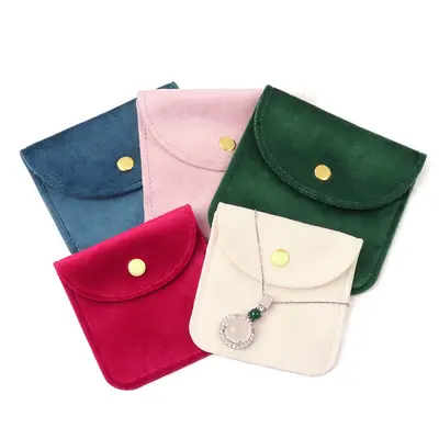 Velvet Snap Jewelry Bag Premium Pearl Jewelry Storage Bag Ring Necklace Pendant Small Ornament Packaging Bag Wholesale