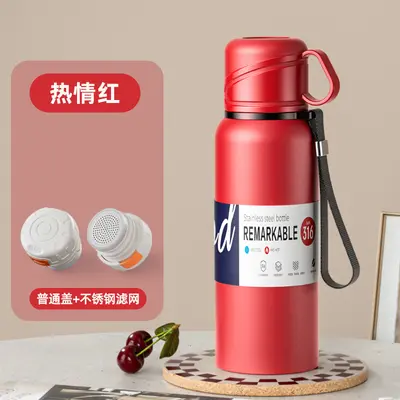 Haodi Isolierbecher mit großem Fassungsvermögen und Doppeldeckel, Edelstahl-Sporttrinkflasche mit Teefilter für Herren und Damen, tragbare Outdoor-Teebrühbecher. - 10