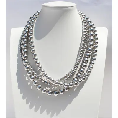Silver-Grey Pearl Necklace, Bracelet and Earring Set