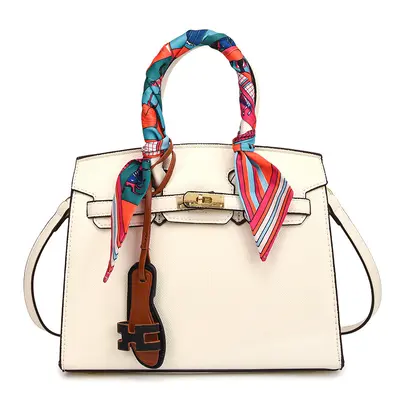 Large Capacity Kelly Bag with Printed Silk Scarf, Casual Handbag - 8