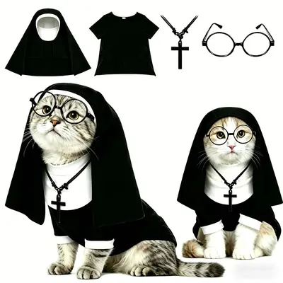 Dog Nun Costume, Halloween Pet Dress-Up Outfit for Cats and Dogs - 7