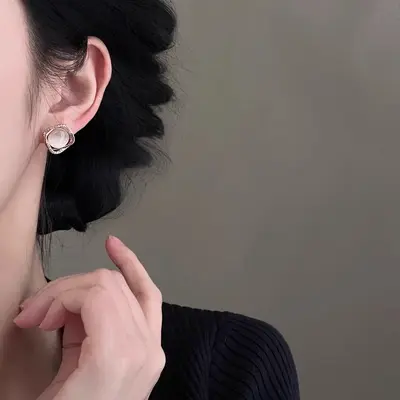 Cat eye 925 silver stud earrings women - 4