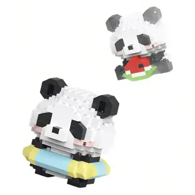 Kompatible Bausteine mit Kleiner-Panda-Figur, Blumenpuppe Dekoration - 6