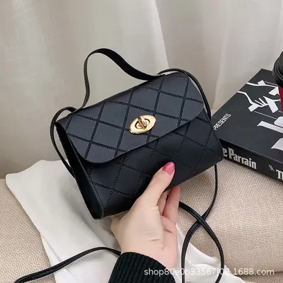 Women's Diamond Check Stripe Small Handbag Korean Style - 5