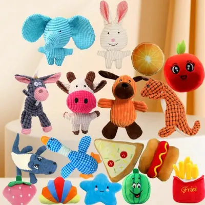 Plush Squeaky Dog Toy, Chew-Resistant, Soothing Teething - 1