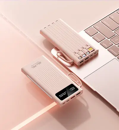 66W Schnellladung Mini-Powerbank 20000 mAh mit eingebautem Kabel - 9