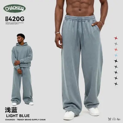 Herren Baumwoll-Sweatpants, 420G Schwergewicht, Weite Passform - 13