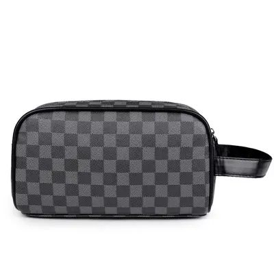 Herren-Ledertasche Clutch, kariert, mit Reißverschluss, Modell 2025 - 4