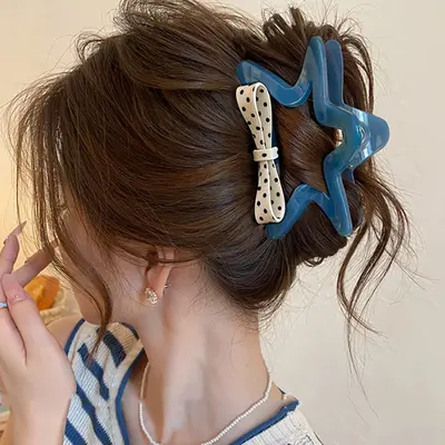 Korean-Style Schleifenklammer Butterfly Haarklammer für Frauen Fünfzackstern Haiflossen-Clip elegante Haarnadel Hochsteckfrisur-Clip 2026 Neukollektion wunderschönes Haaraccessoire - 11