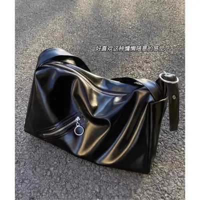 Y2K Soft Leather Textured Tote Bag, Crossbody Shoulder Bag, Large Capacity - 3