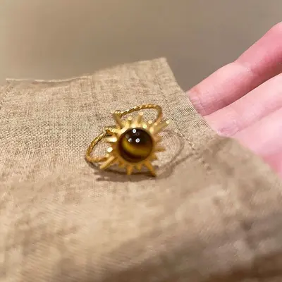 Umweltfreundlicher Maillard Tiger-Auge Stein offener Ring Nischen vielseitiges Design elegantes hochwertiges Schmuckset - 11