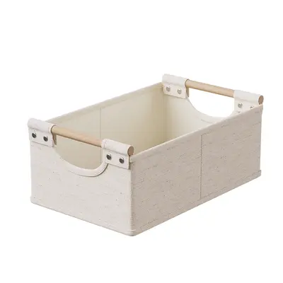 Faltbare Stoff-Aufbewahrungsbox mit Holzgriff für Kleidung - 5