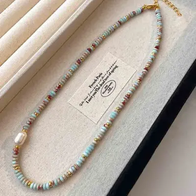 Freshwater pearl beaded layered necklace for women
