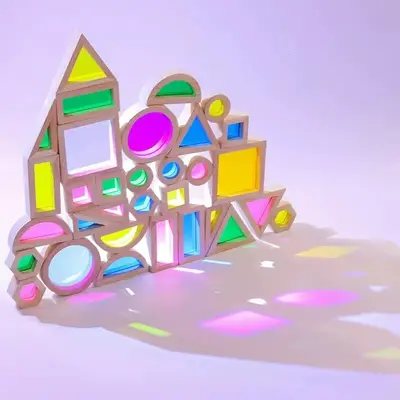 Wooden Acrylic Rainbow Light Shadow Building Blocks - 10