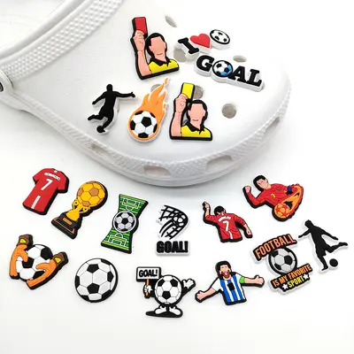 Football Themed Soft Rubber Clog Charms, World Cup Decorative