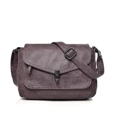 Elegante Retro-Damenumhängetasche aus weichem Leder - 8