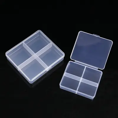 Feste 4-teilige transparente Kunststoffbox mit Deckel zur Aufbewahrung von Ringen, Angelzubehörbox, Maniküre-Box, Schmuck-Zubehör-Verpackungsbox