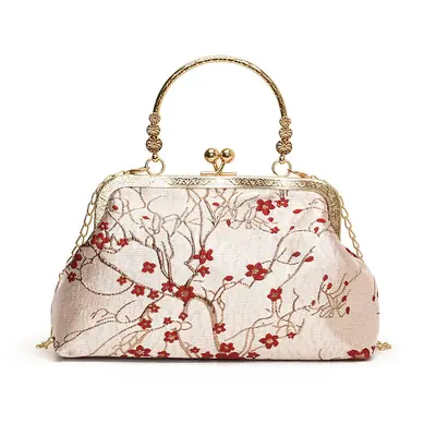 Embroidered Chinese Style Women's Handbag, Chain Flap Crossbody Bag - 6