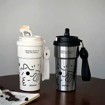316 Paslanmaz Çelik Termos Bardak, DIY Karalama Kahve Bardağı, Taşınabilir