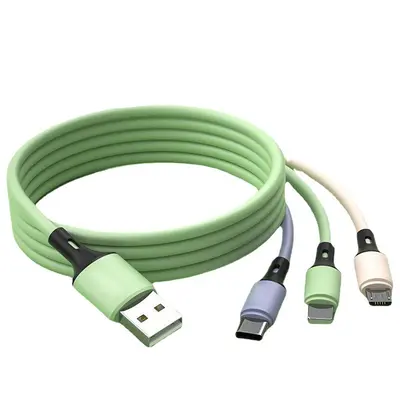 Liquid silicone data cable three-in-one fast charging one-to-three original charging cable dual Apple type-c suitable for Android - 6