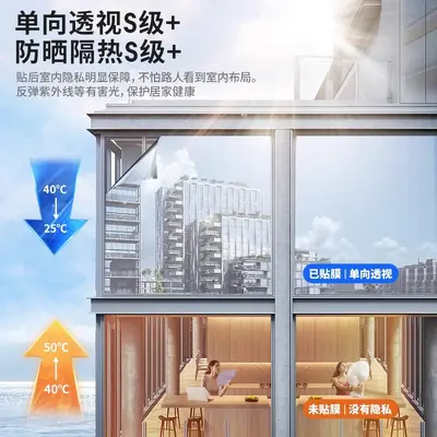 Full Blackout Window Film, Sun Protection Heat Insulation, Anti-Peep