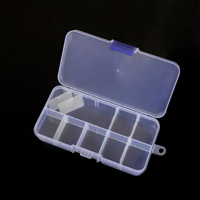 Bölmeli plastik masaüstü saklama kutusu 10 15 24 bölmeler şeffaf düğme olta takımı aksesuarları takı kozmetik ambalaj kutusu - 7