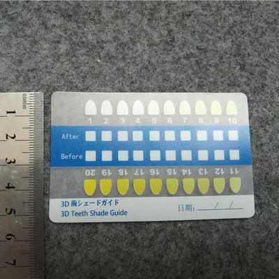Diş Renk Karşılaştırma Kartı, PVC, Uzun Şerit, Mat Yüzey