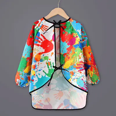 Waterproof Long-Sleeve Children's Painting Smock, Back-Opening