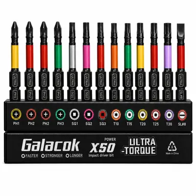 13-piece drill bit set, PH2, S2 alloy steel, magnetic, 50mm