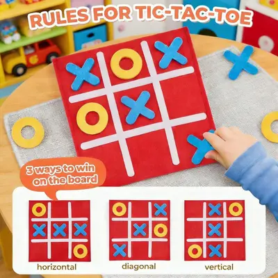 Felt Nine-Grid Tic-Tac-Toe Game Board for Parent-Child Play