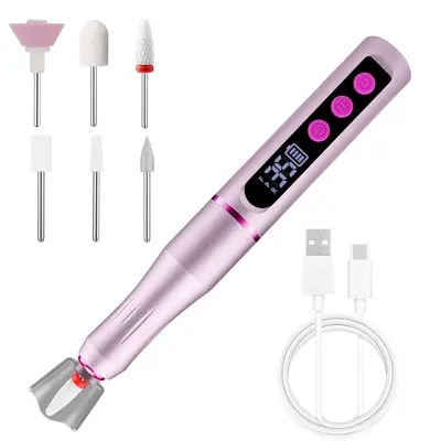 Electric Nail Drill Manicure Pedicure Tool Set Portable Rechargeable Nail File Grinder - 12