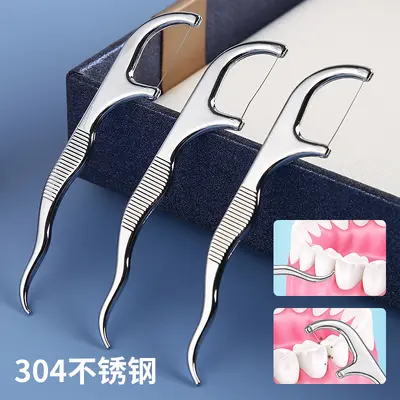 304 Stainless Steel Dental Floss Picks, Portable