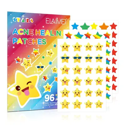 Cross-border ELAIMEI colorful star fun and cute expression pimple patch, hydrocolloid pimple patch for covering pimples and eliminating pimples