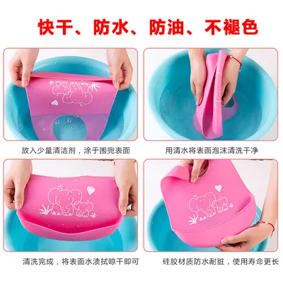 Children's silicone apron, waterproof with pockets, baby